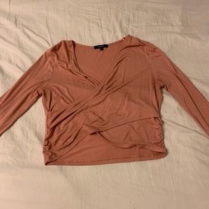 Coral pink cropped shirt